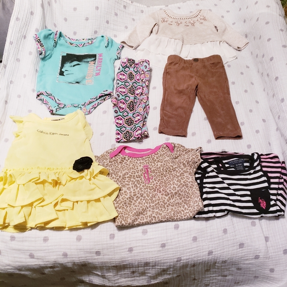 7 Piece Brand Name Baby Girl Clothing. EUC.